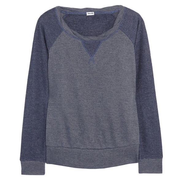 Splendid Blue Contrast Jersey Sweatshirt, Small S - Picture 4 of 6
